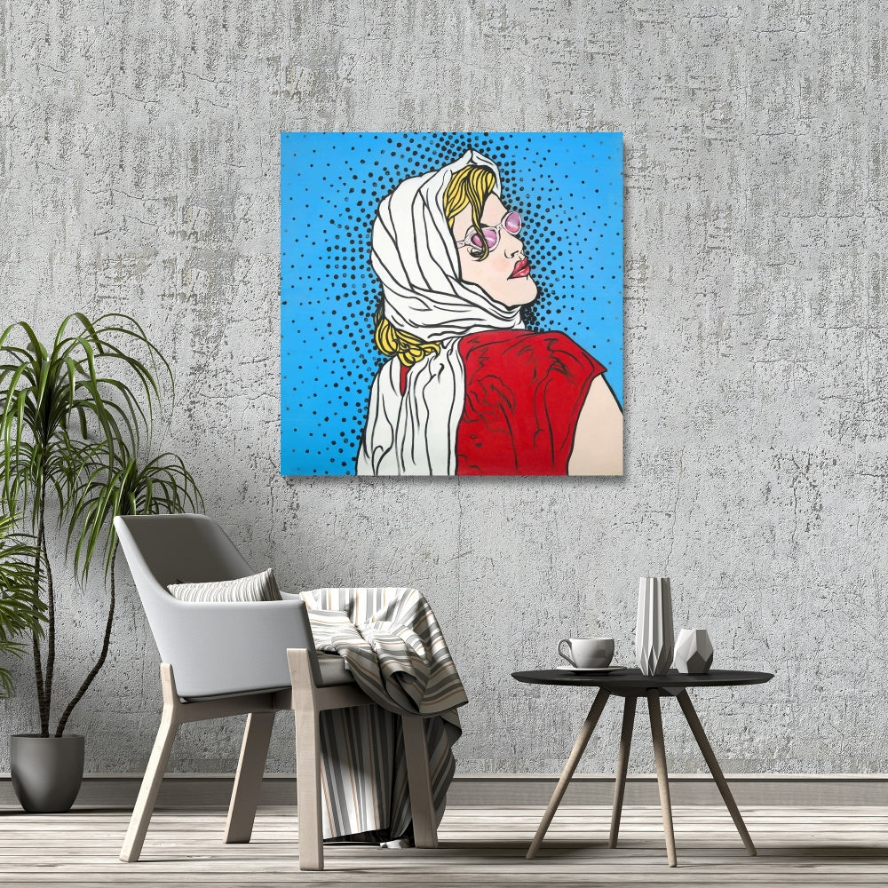 Pop Art Woman Retro Shapes Canvas | Bedroom Decor Wall Art