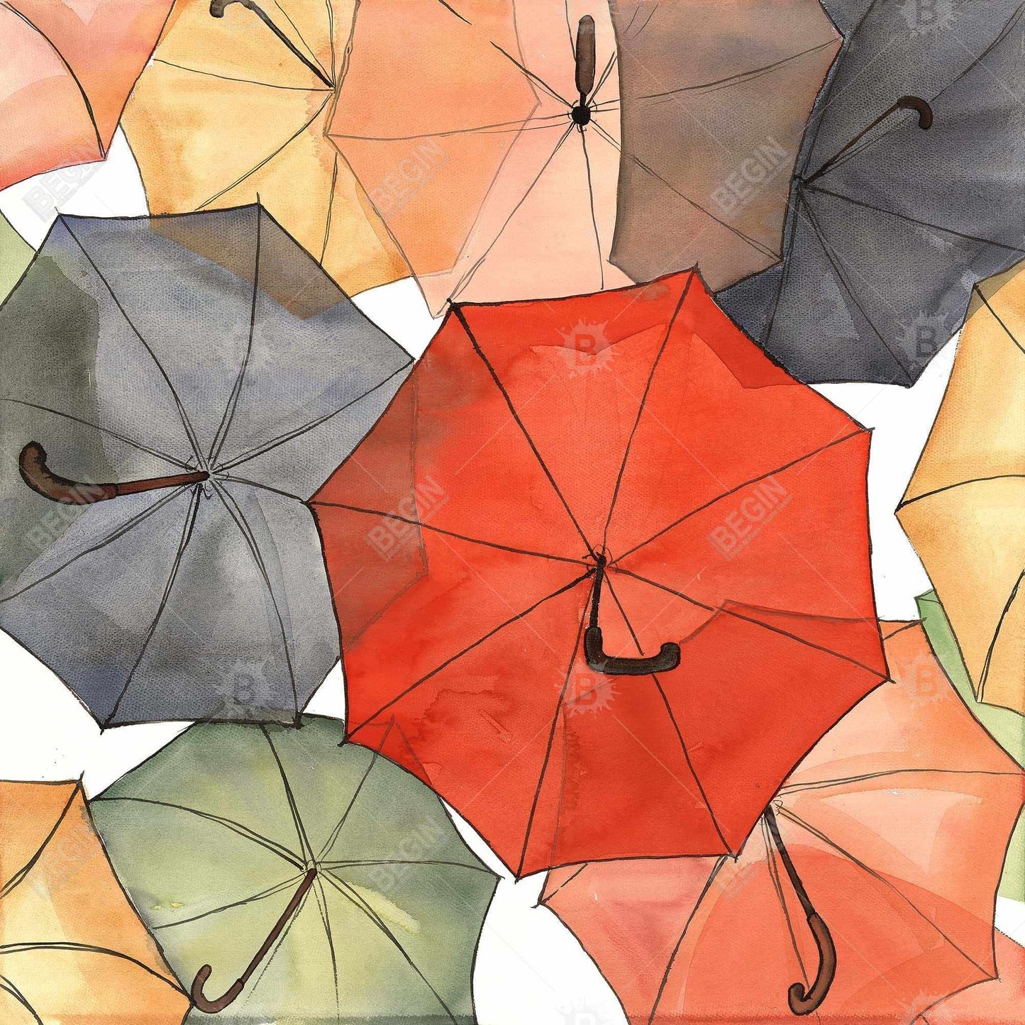 Red Canvas Art - The Umbrellas of Petit Champlain, Home Decor