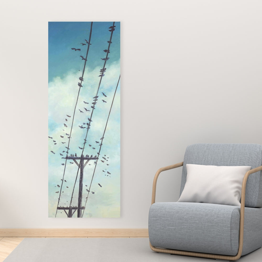 Blue Canvas Wall Art - Birds on Wire | Contemporary Home Decor