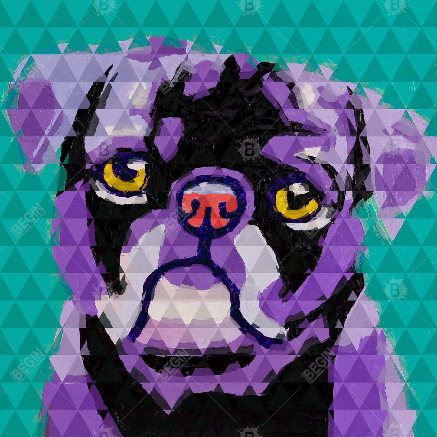 Geometric Pug Retro Bedroom Canvas | Home Decor for Pet Lovers