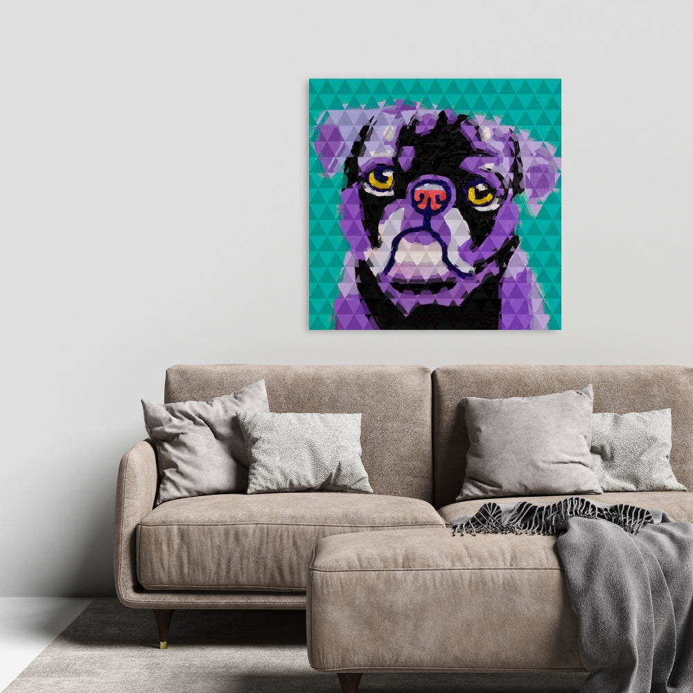 Geometric Pug Retro Bedroom Canvas | Home Decor for Pet Lovers