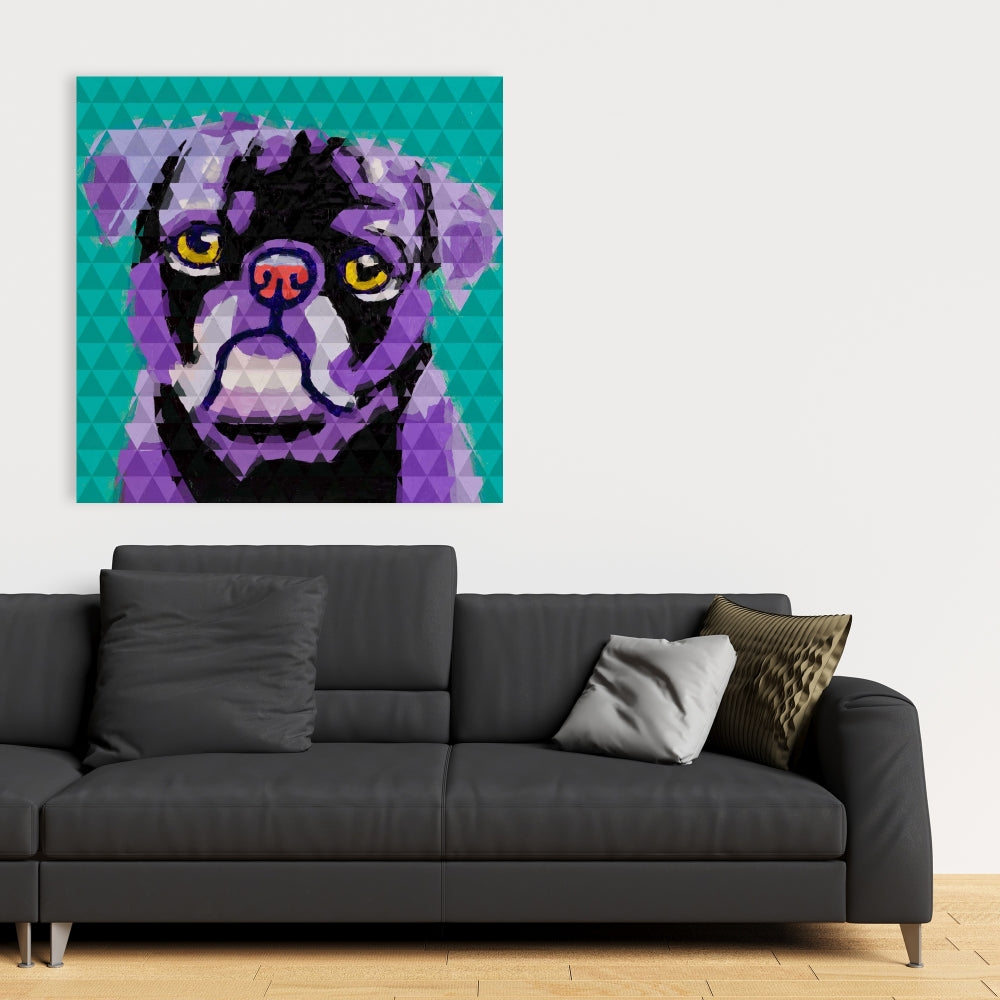 Geometric Pug Retro Bedroom Canvas | Home Decor for Pet Lovers
