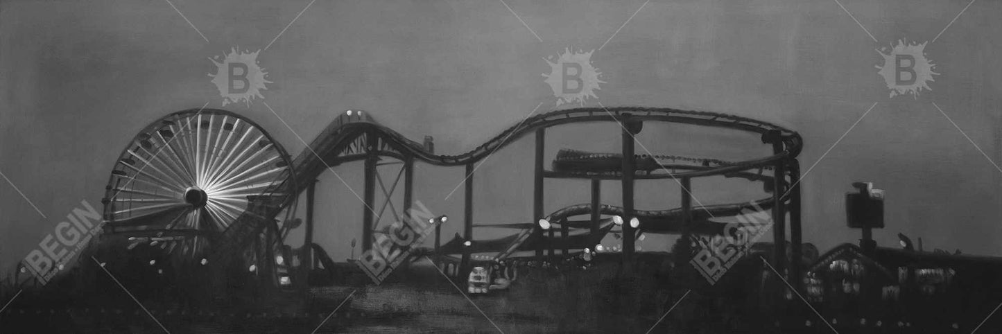 Amusement Park White Canvas | Home Decor Landscape Art