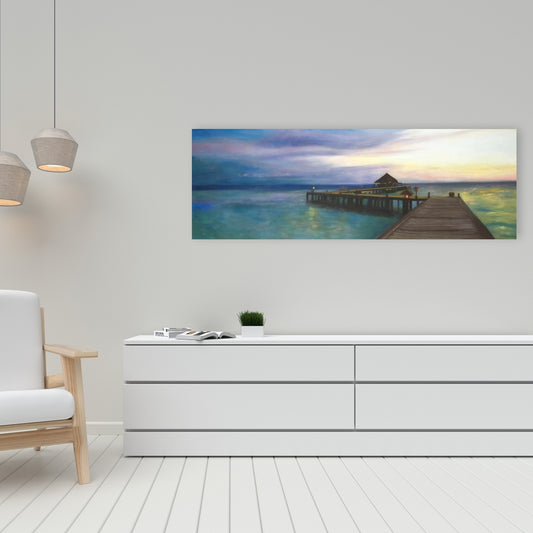 Boardwalk Sunset Coastal Canvas | Sea Bedroom Home Decor