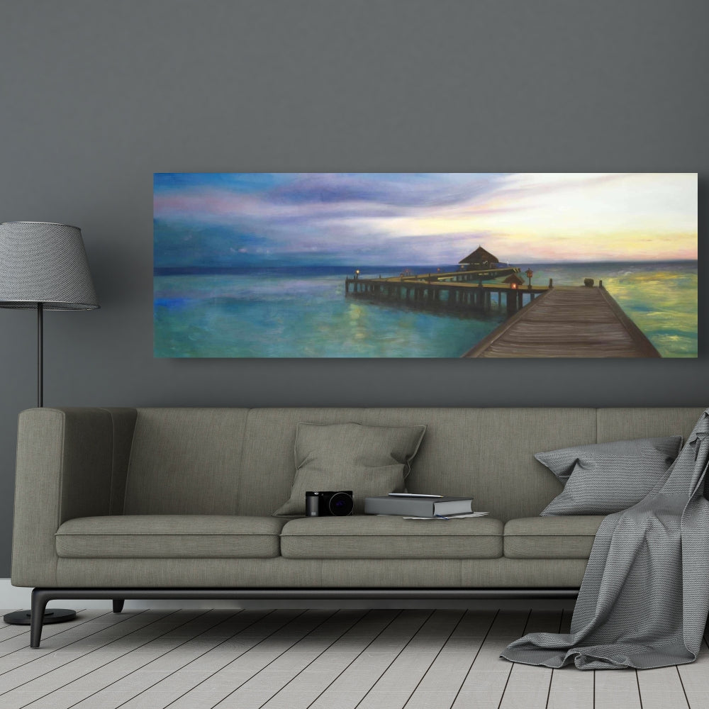 Boardwalk Sunset Coastal Canvas | Sea Bedroom Home Decor