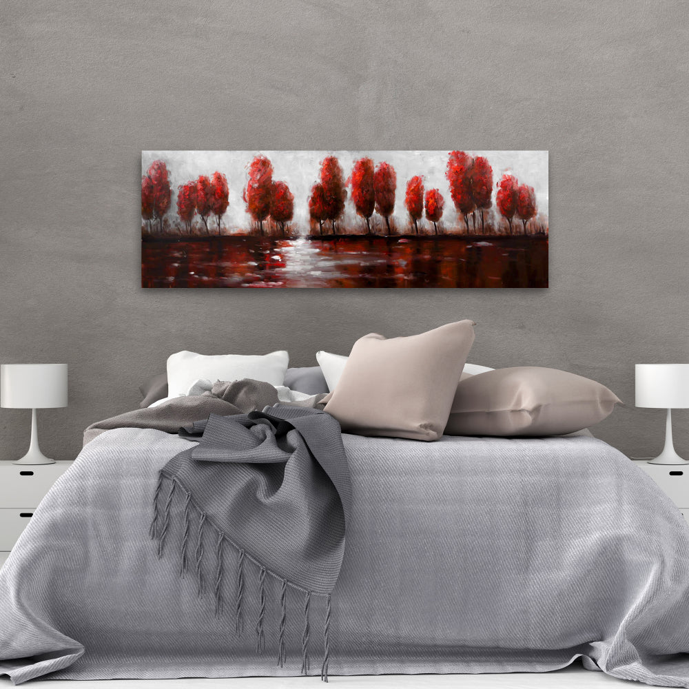 Red Trees Canvas | Contemporary Landscape Art for Home Decor