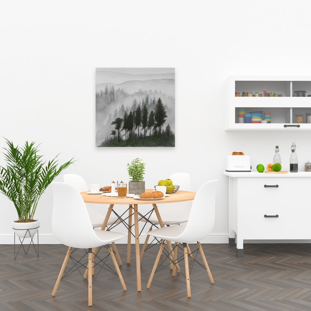 Brown Minimalist Canvas | Dark Watercolor Mountains Decor
