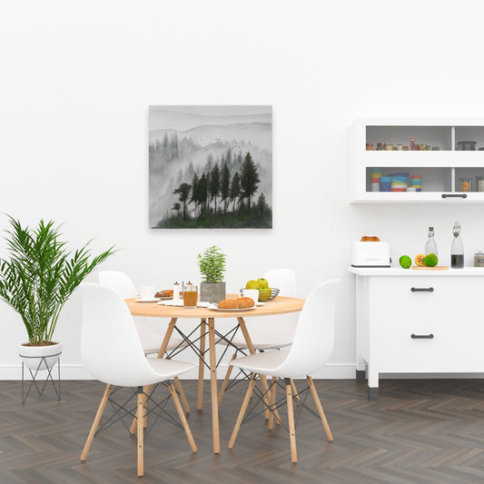 Toile minimaliste marron | Décor montagneux à l'aquarelle foncée