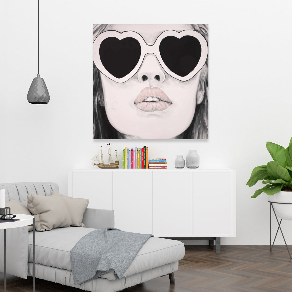 Mademoiselle in Pink Canvas - Elegant Living Room Wall Art
