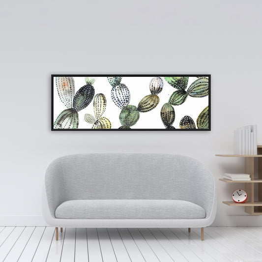 Pattern Opuntia Cactus Canvas - Exotic Green Botanical Decor