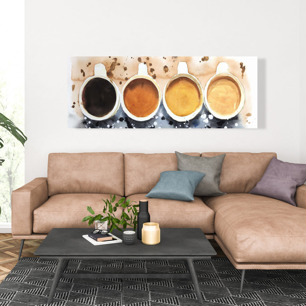 Coffee Art Canvas - Four Cups Splash | Home Decor Wall Art