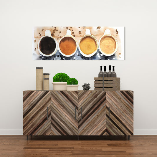 Coffee Art Canvas - Four Cups Splash | Home Decor Wall Art