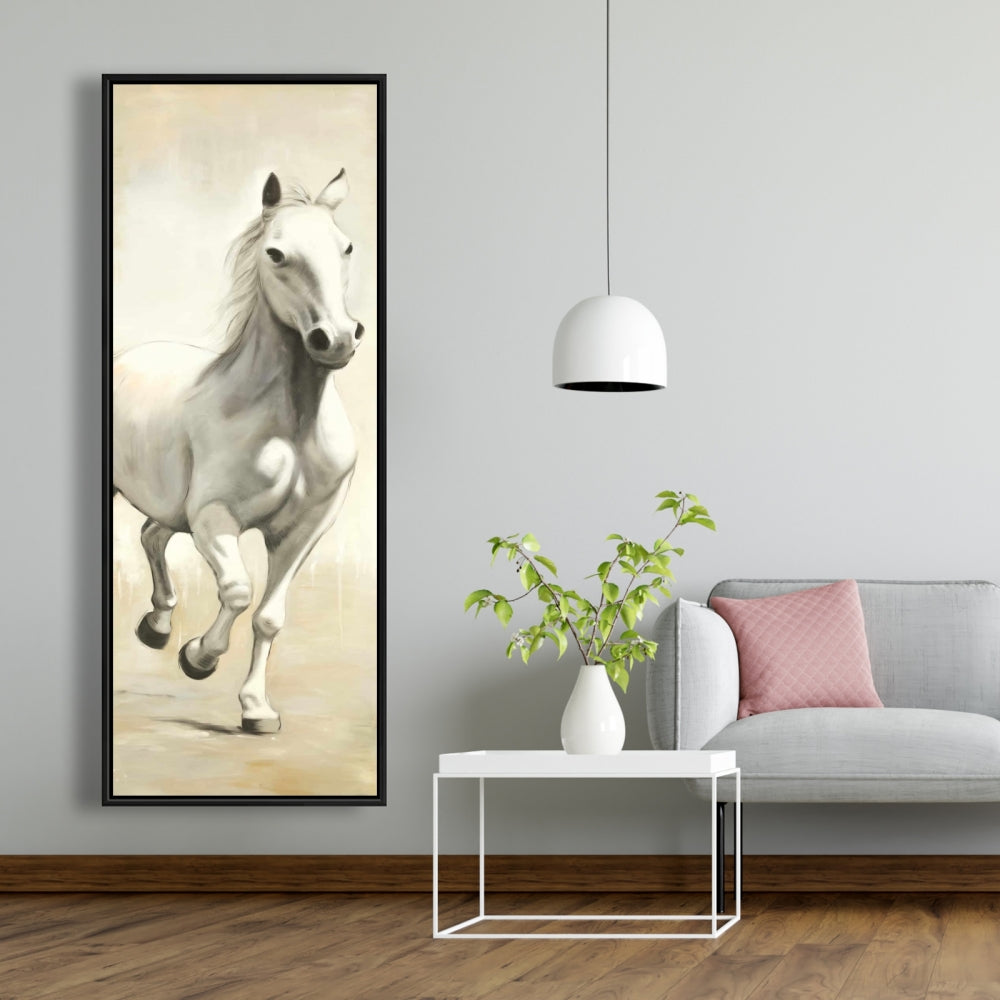 Gallant White Horse Canvas | Rustic Farm Animal Bedroom Decor
