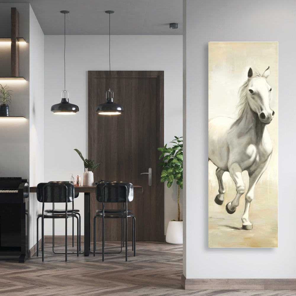 Gallant White Horse Canvas - Bedroom Decor | Animals Wall Art