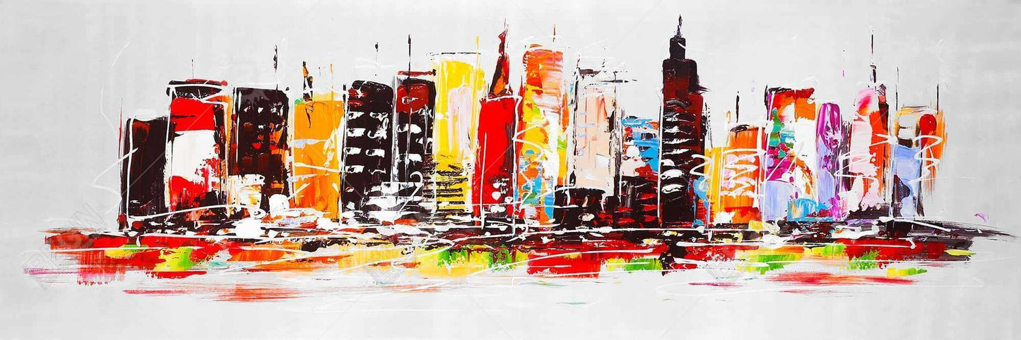 City in Bright Colors - Contemporary Bedroom Canvas Decor