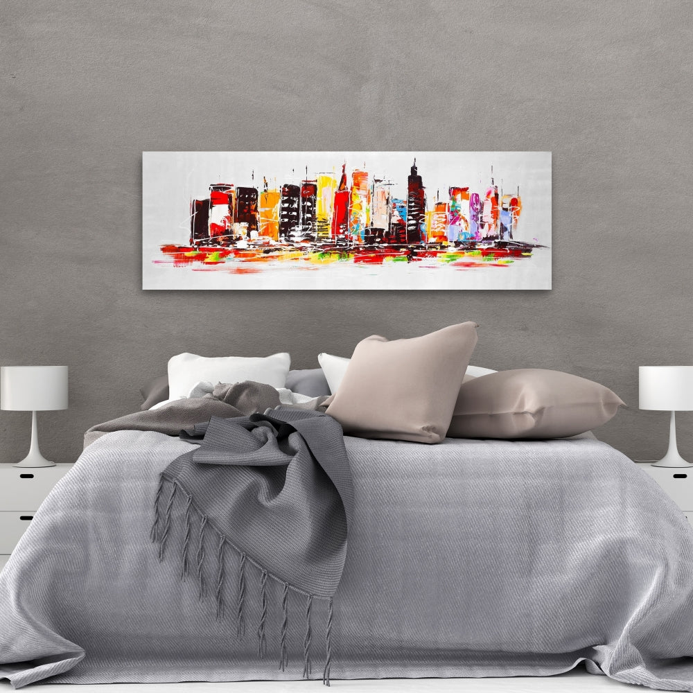 Contemporary Cities Blue Canvas - Vibrant Home Decor Artwork
