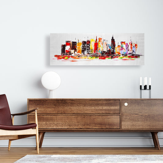 Contemporary Cities Blue Canvas - Vibrant Home Decor Artwork