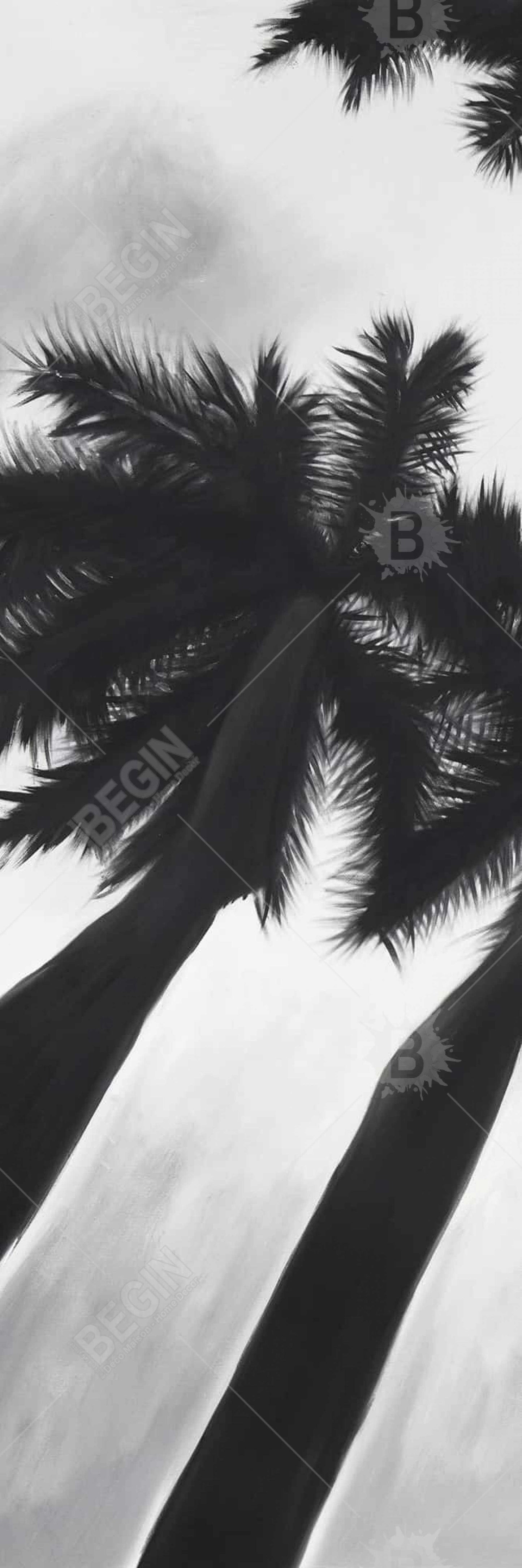 Coastal Bedroom Monochrome Canvas | Monochrome Palm Trees Decor
