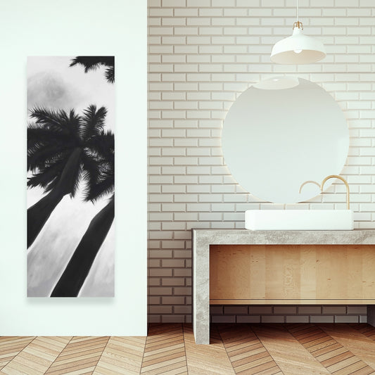 Coastal Bedroom Monochrome Canvas | Monochrome Palm Trees Decor