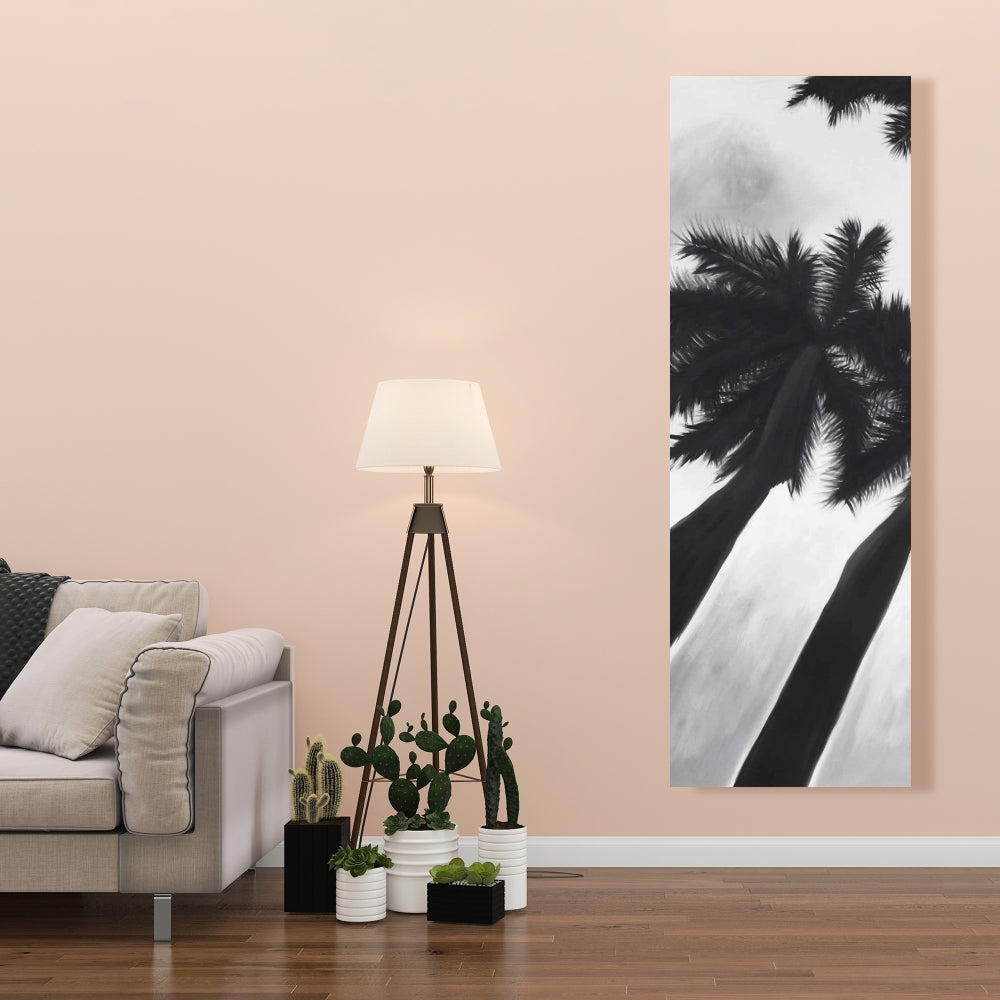 Coastal Bedroom Monochrome Canvas | Monochrome Palm Trees Decor