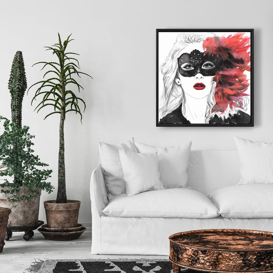 Masked Ball White Bedroom Beauty Canvas | Elegant Home Decor