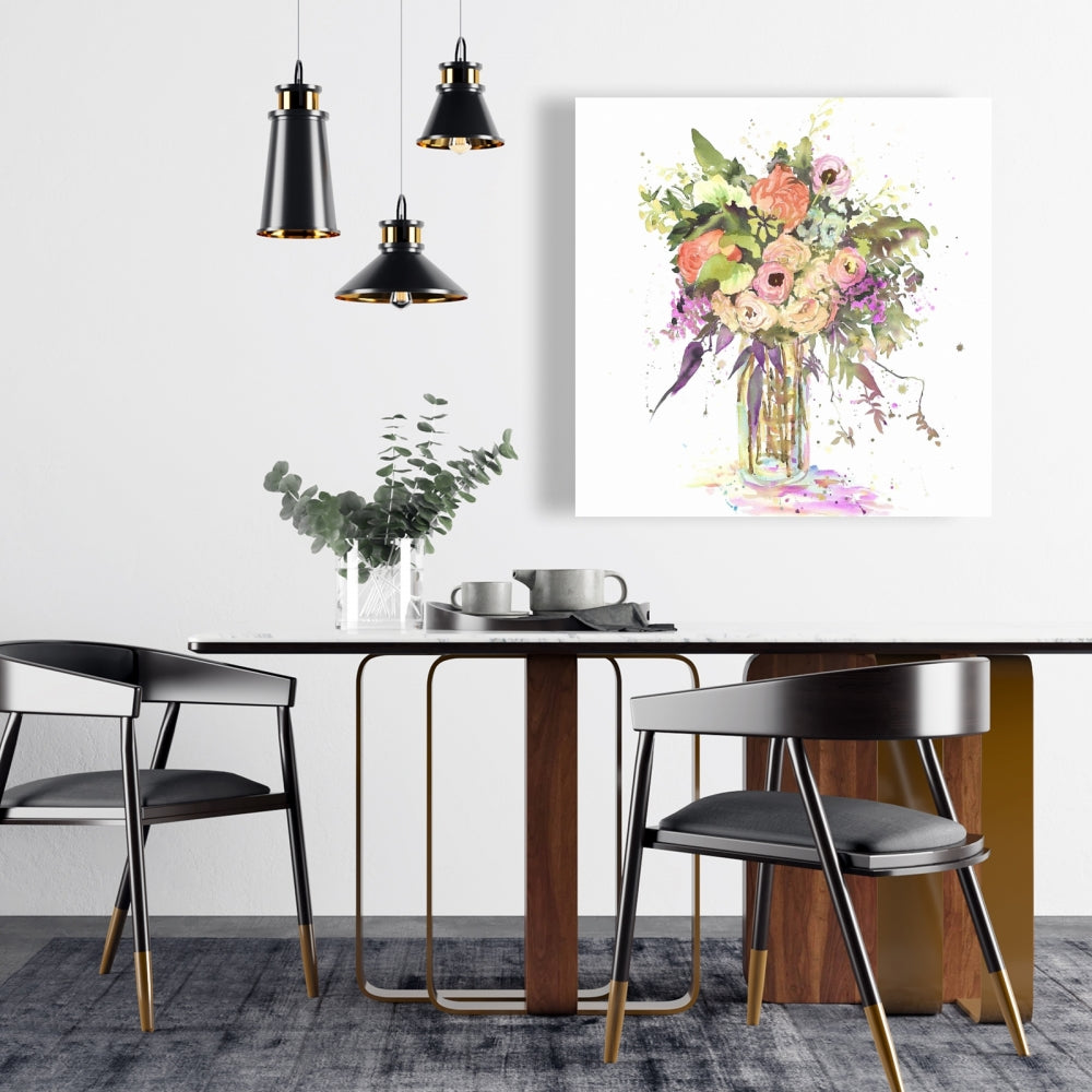 Purple Romantic Leaves Canvas - Romantic Bouquet Home Decor