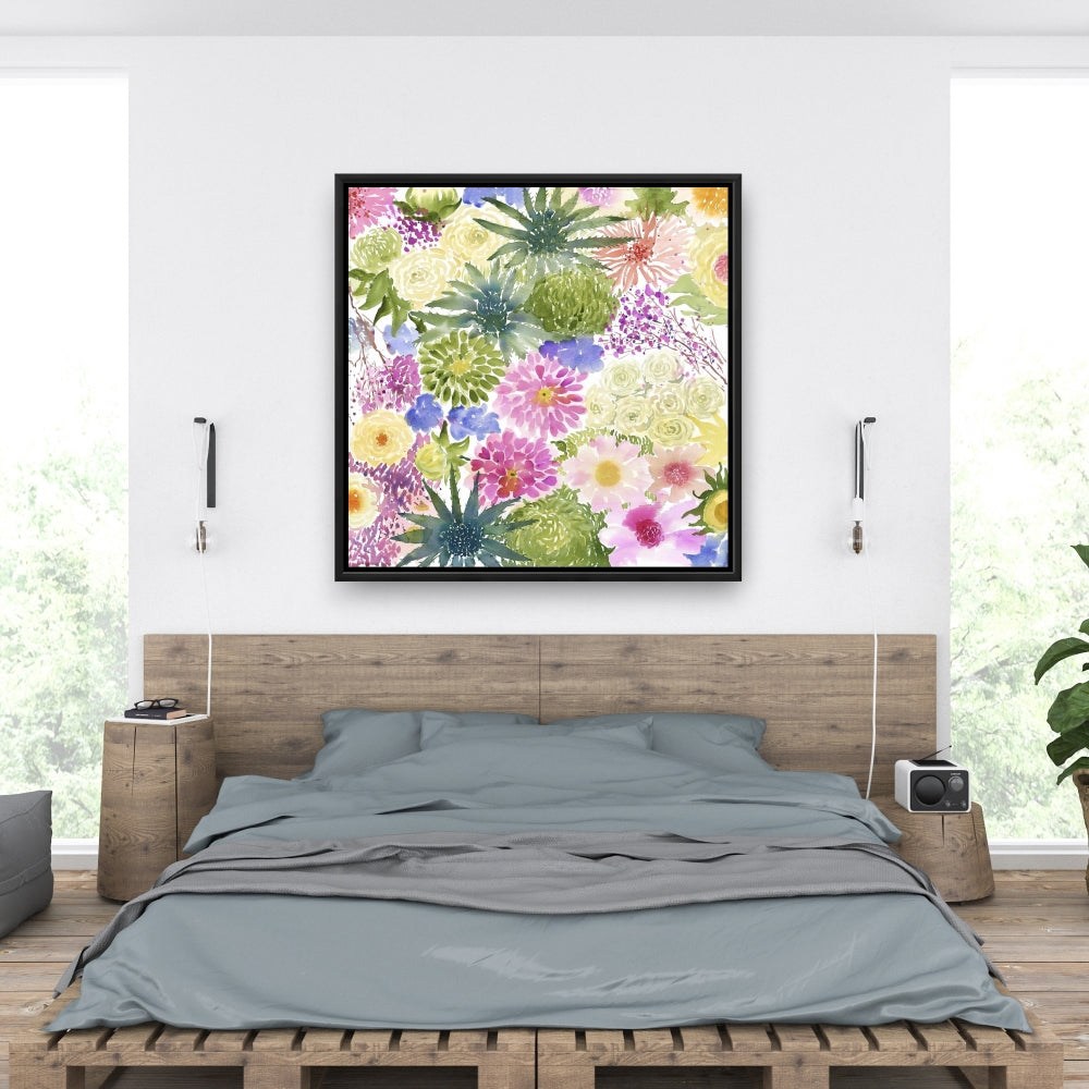 Purple Botanical Canvas | Exotic Flowers Framed Wall Art