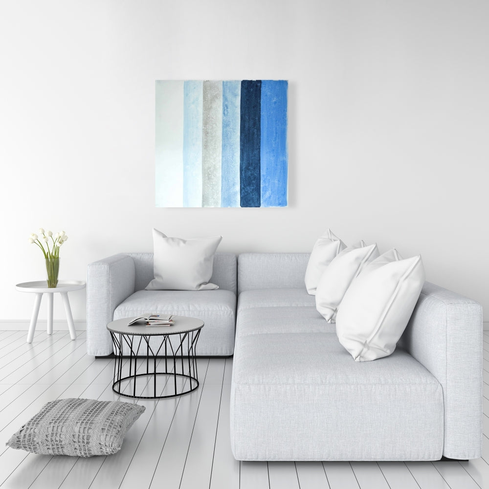 Blue Stripes Abstract Canvas | Contemporary Bedroom Decor