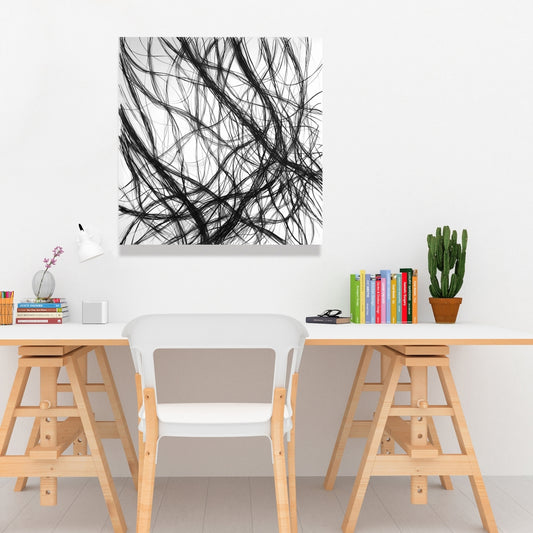 Connection White Abstract Canvas - Man Cave Home Decor Wall Art