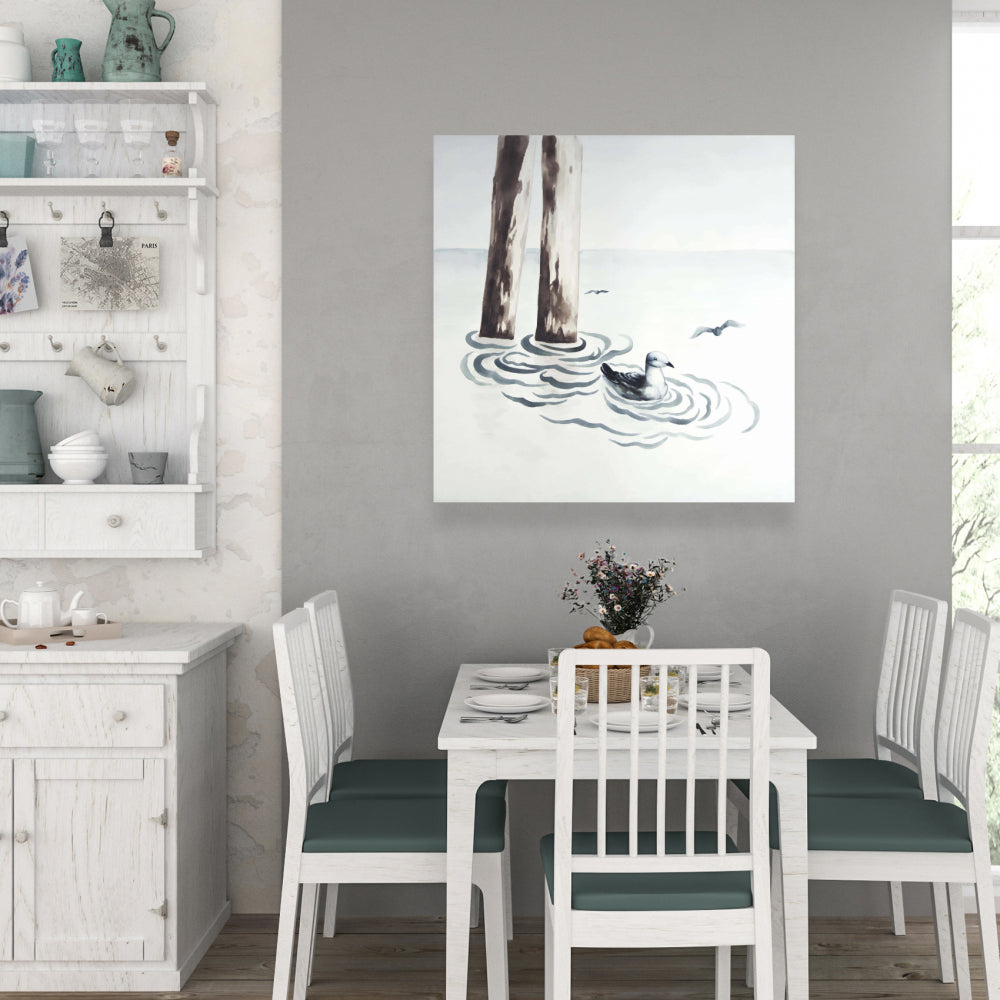 Seagull Canvas - Marine Blue Bathroom Decor | Home Art