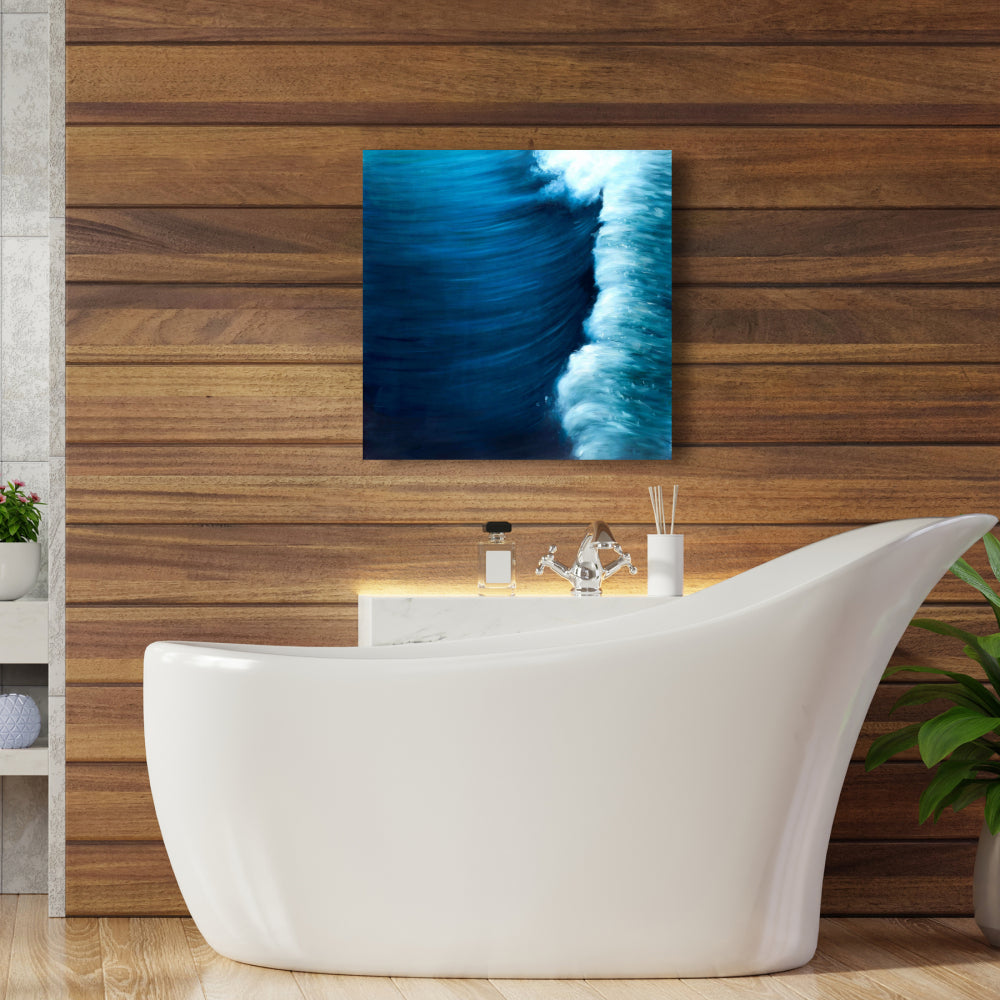 Wave Canvas - Contemporary Blue Bedroom Wall Art Decor