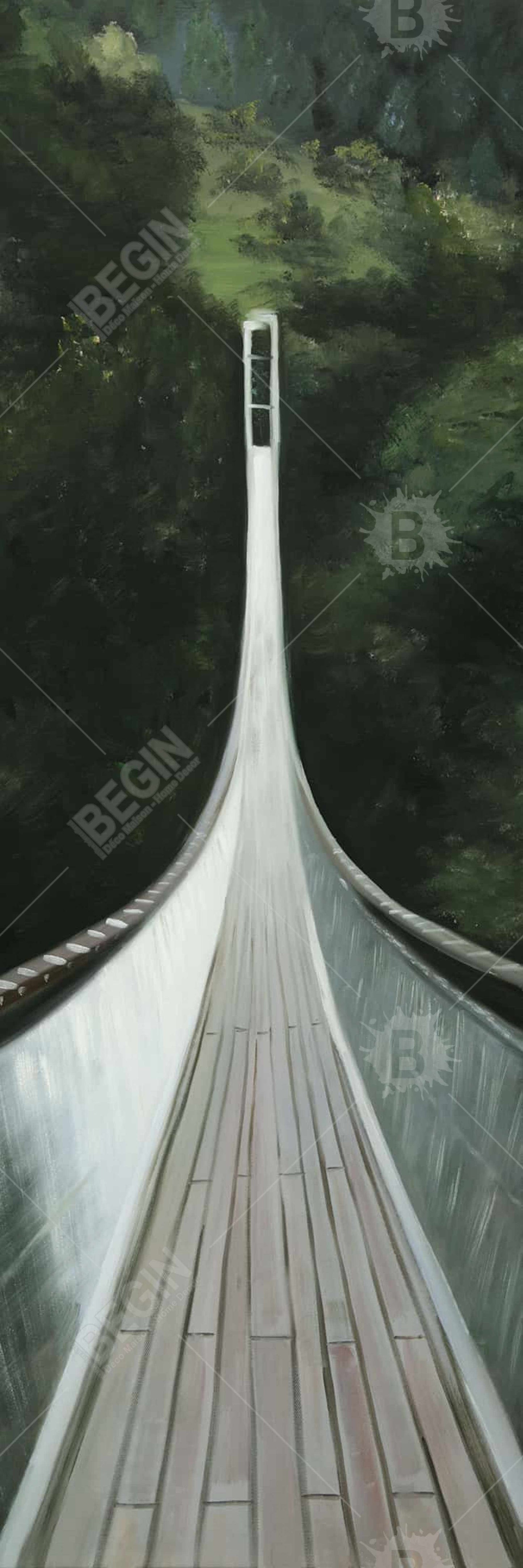 Steep Bridge Canvas | Bedroom Trees Brown Wall Art Decor