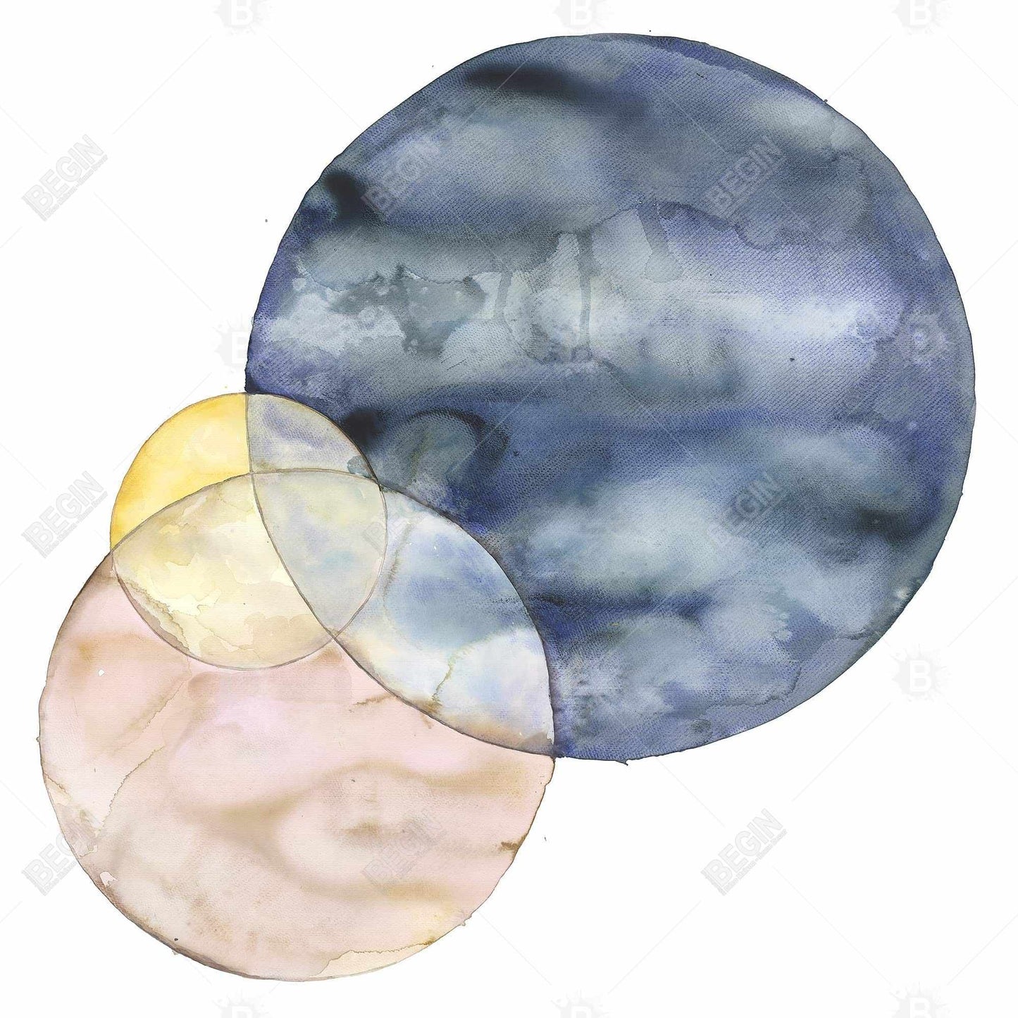 Retro Blue Circles Canvas - Vintage Home Decor Wall Art