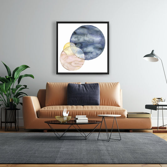 Retro Circles Abstract Canvas | Framed Wall Art for Living Room