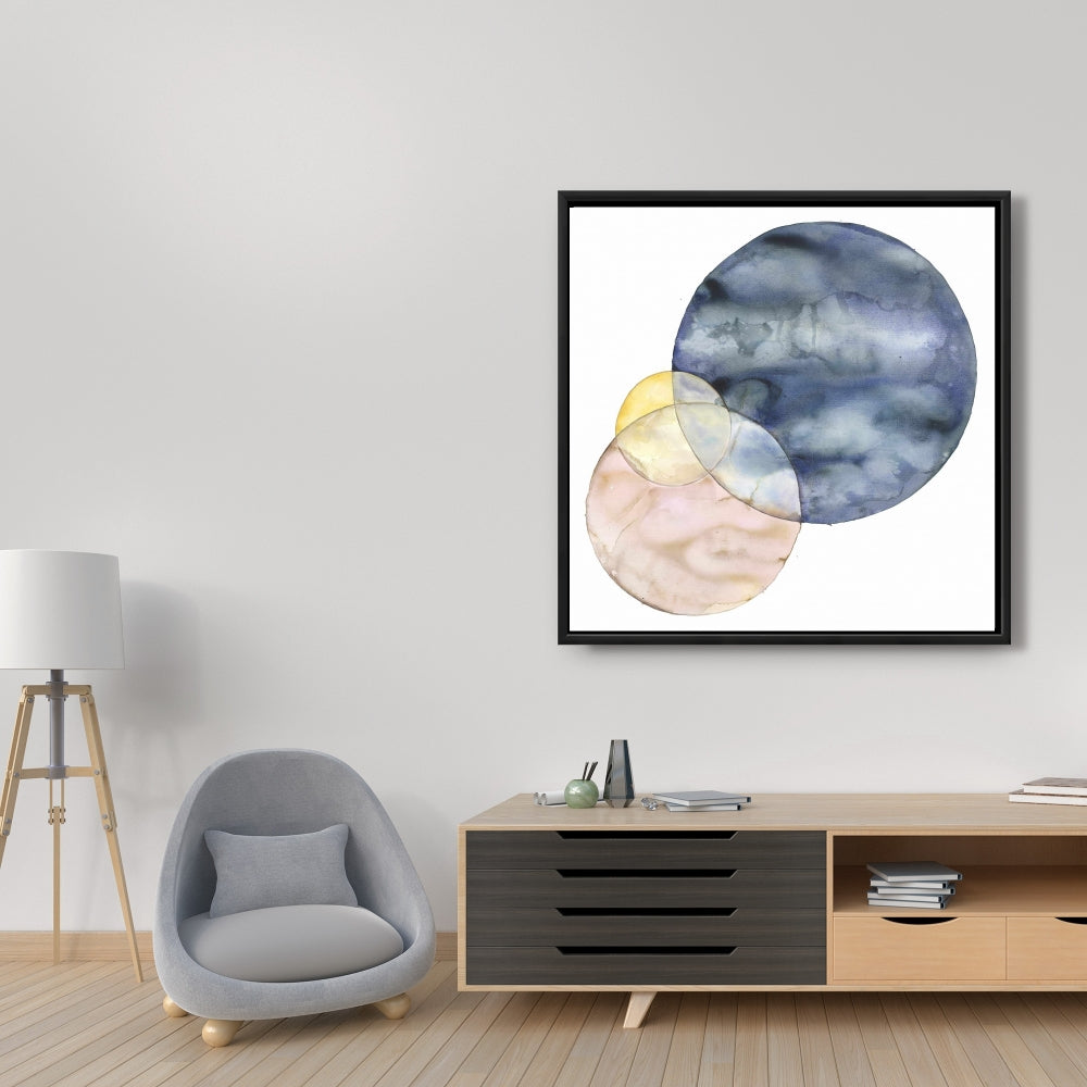 Retro Circles Abstract Canvas | Framed Wall Art for Living Room