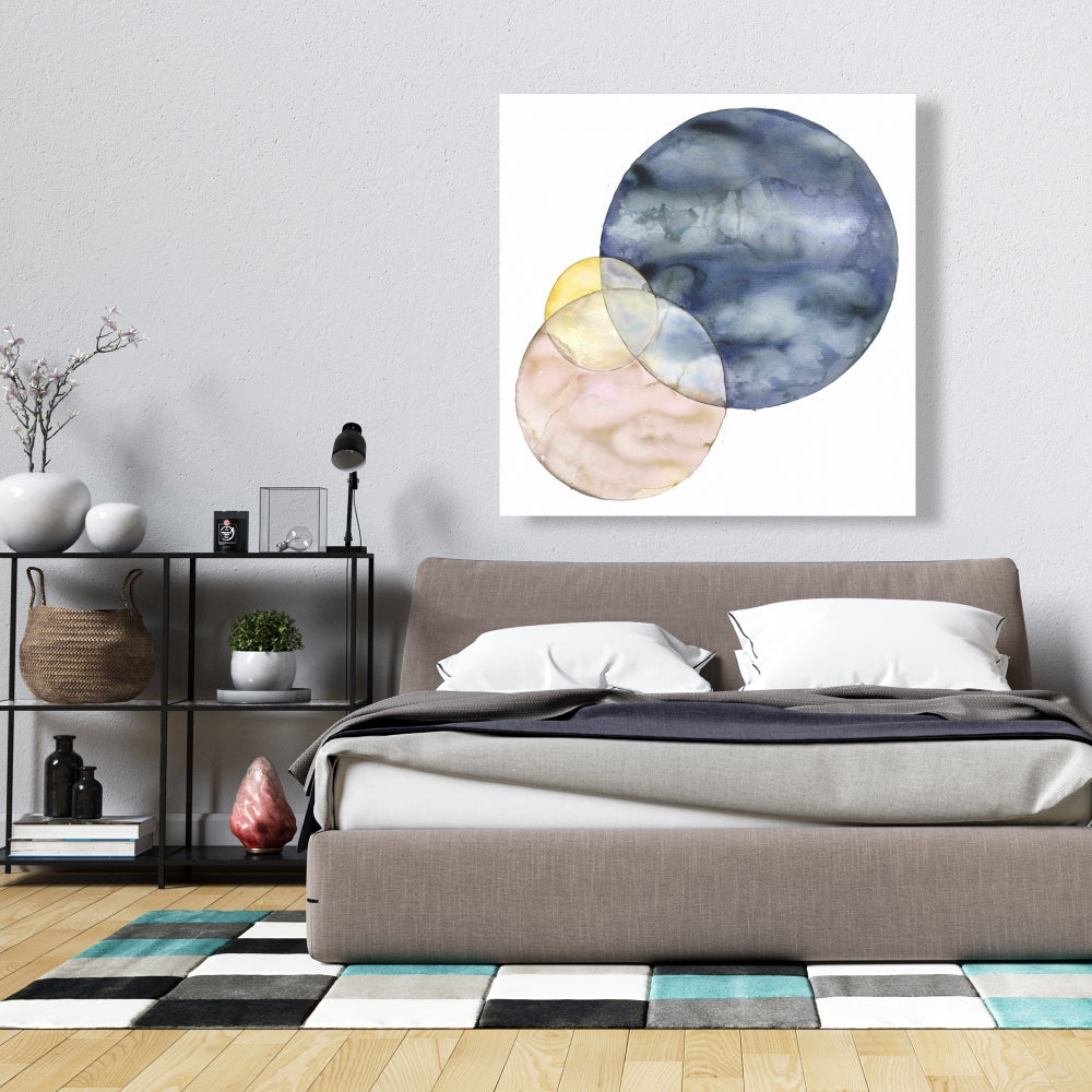 Retro Blue Circles Canvas - Vintage Home Decor Wall Art