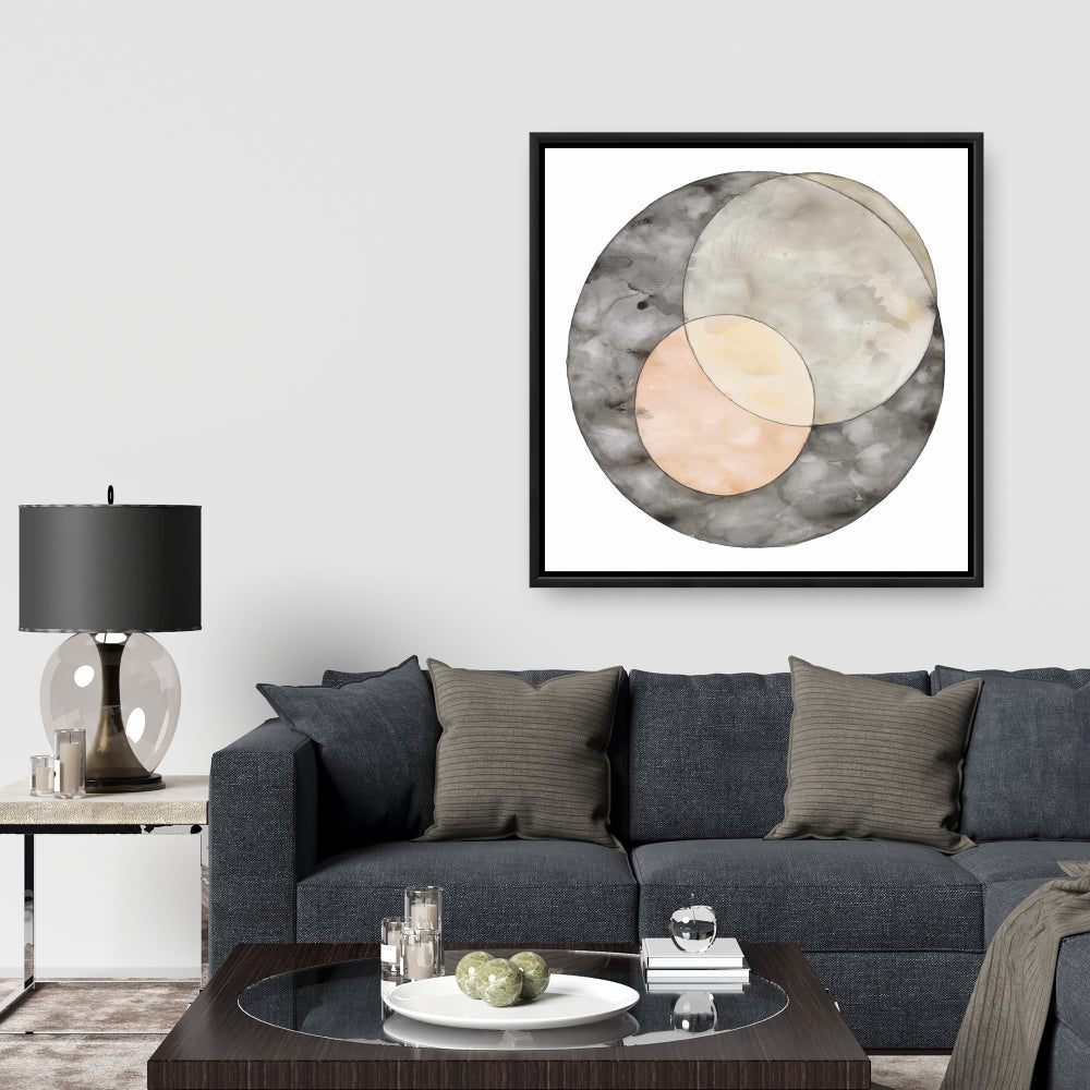 Retro Shapes Gray Framed Canvas - Interlocking Home Decor