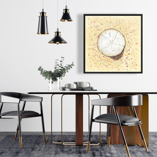 Sand Dollar Marine Framed Canvas | Coastal Home Decor Art