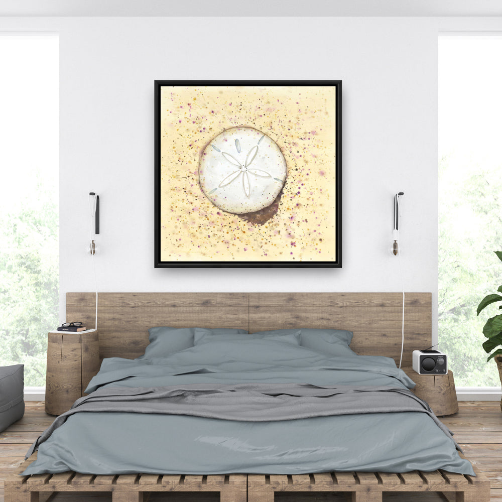 Toile encadrée « Sand Dollar » marine | Décoration d'intérieur côtière