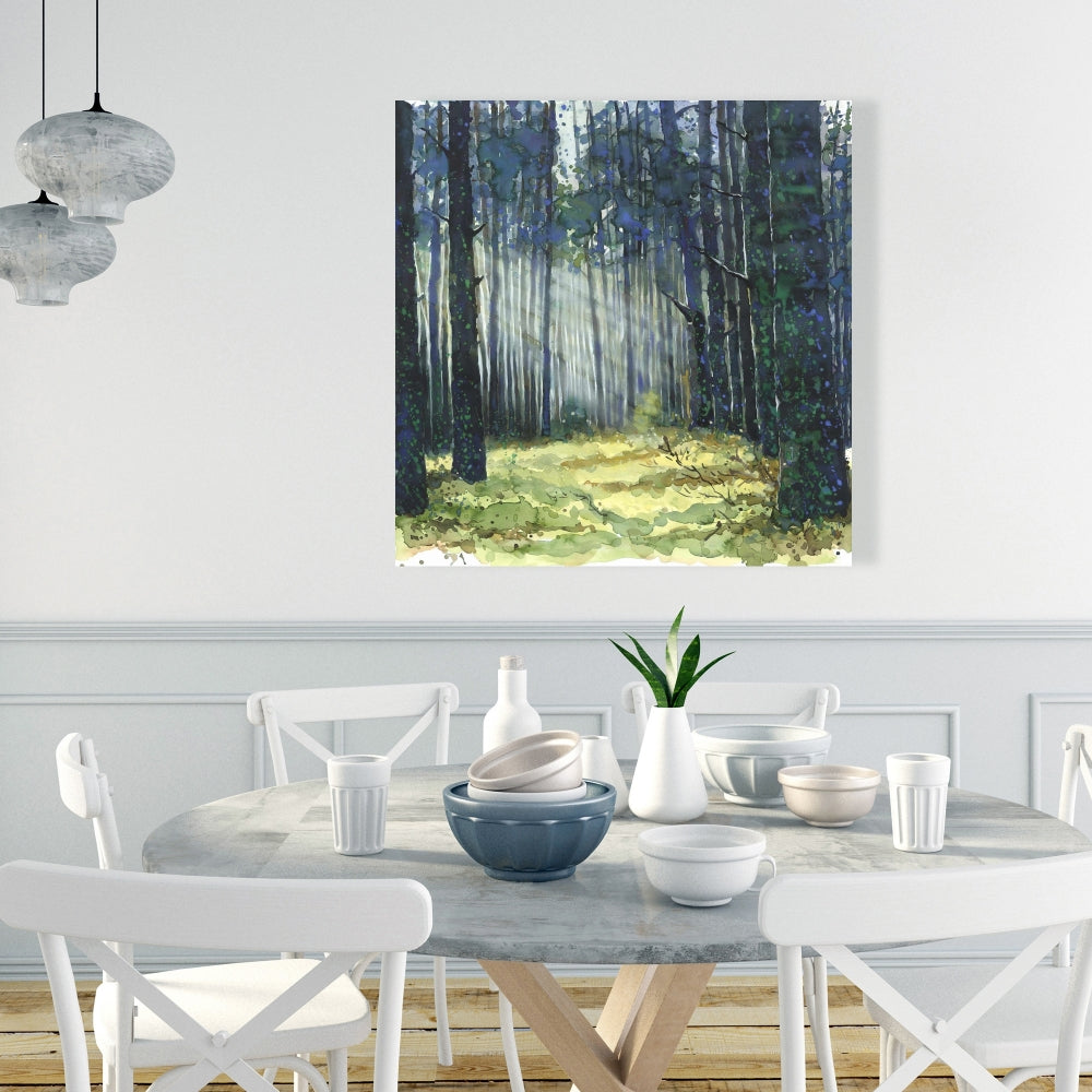 Glow Trees Blue Bedroom Canvas | Home Decor Wall Art