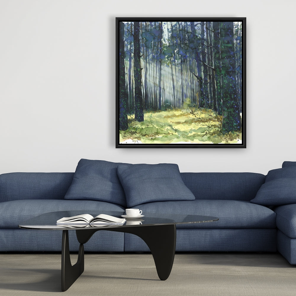 Toile encadrée représentant un paysage d'arbres lumineux | Décoration d'intérieur