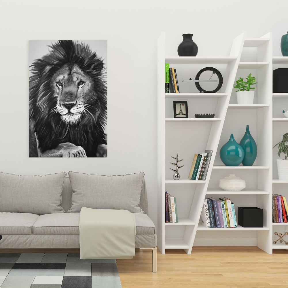 Lion King Monochrome Canvas | Feline Artwork for Home Decor