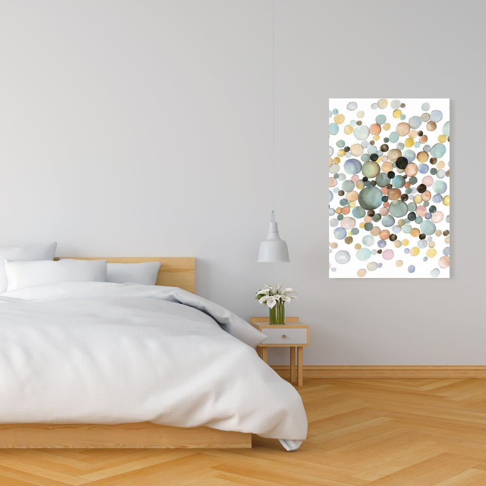 Toile minimaliste abstraite bleue – Décoration d'intérieur Little Bubbles