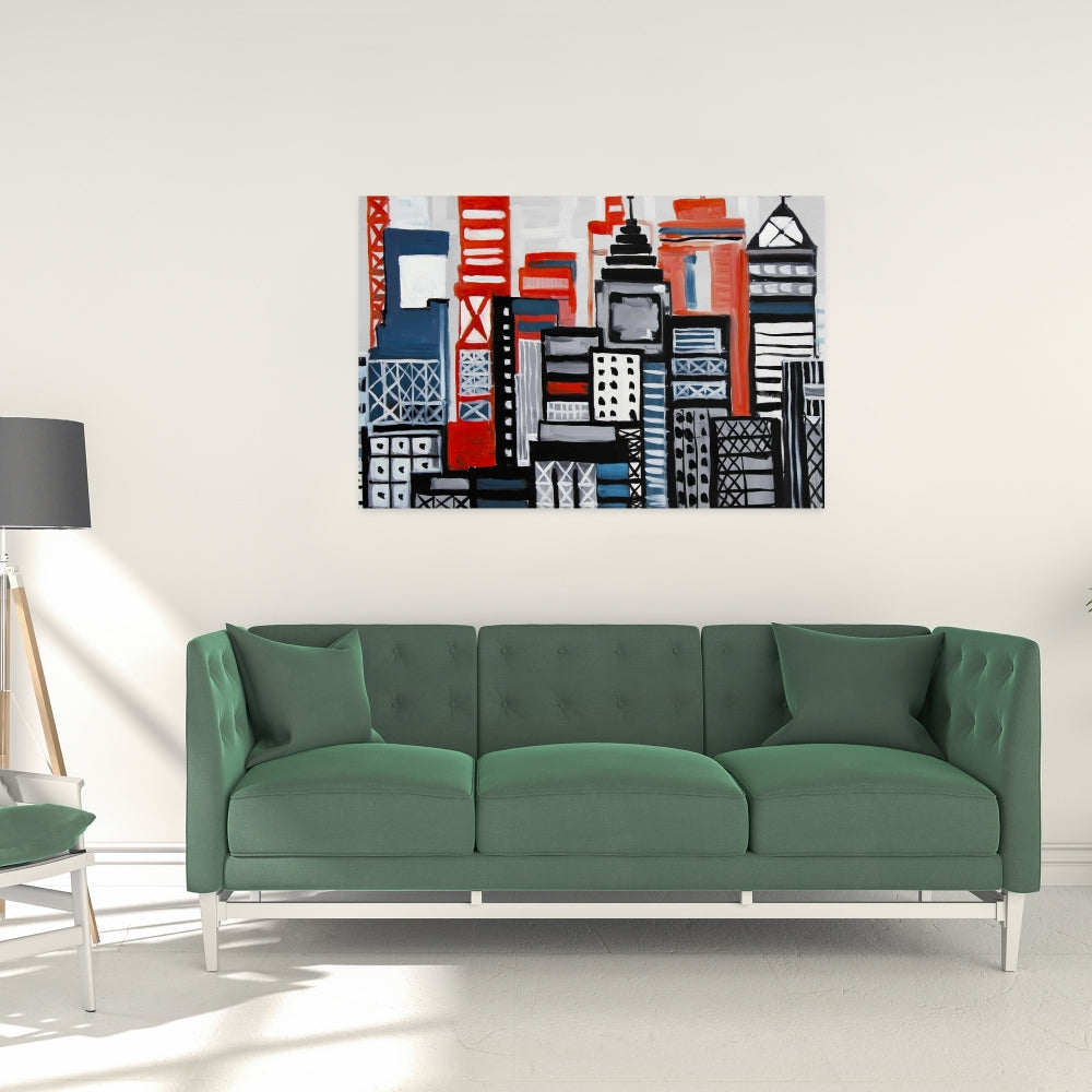 Geometric Urban Landscape Canvas | Cities Shapes Home Decor