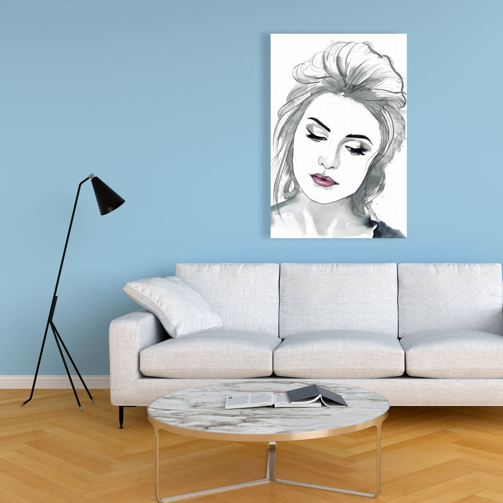 Bohemian White Canvas - Watercolor Delicate Woman Decor