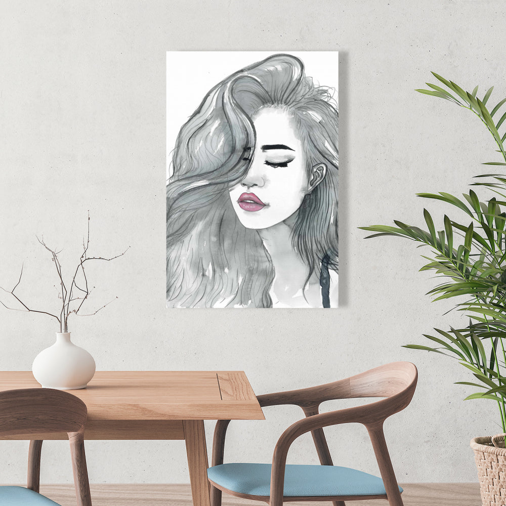 Bohemian White Woman Canvas | Beautiful Female Hair Decor