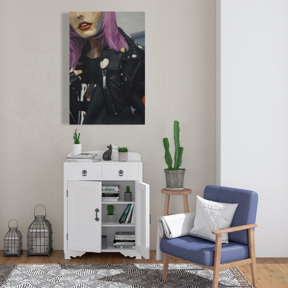 Retro Beauty Canvas - Young Punk Woman Home Decor Art