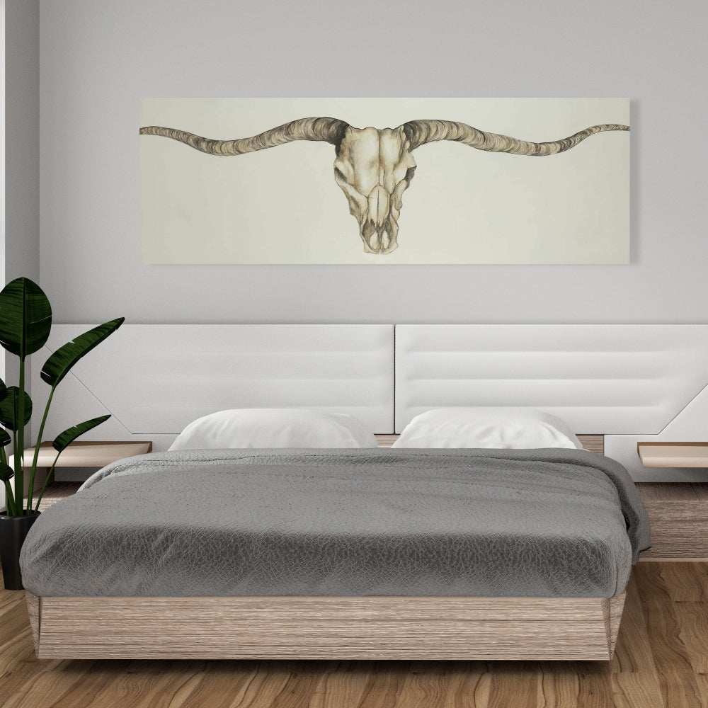 Rustic Long Horn Skull Canvas - Country Bedroom Home Decor