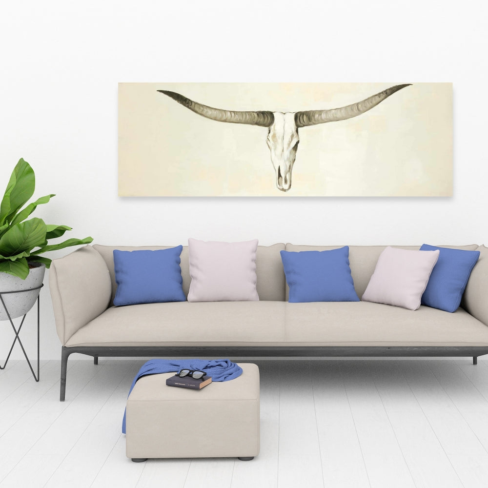 Longhorn Cattle Skull Rustic Canvas | Bedroom Wall Decor