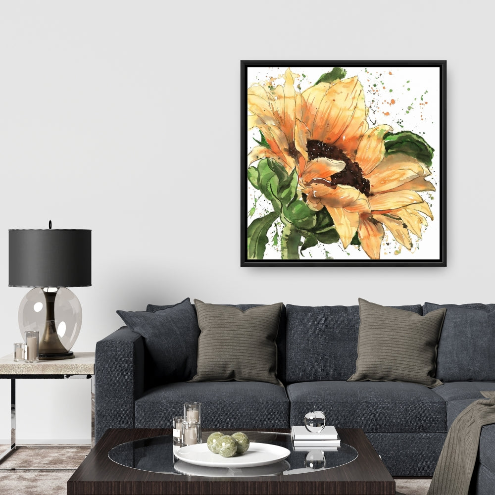 Rustic Brown Floral Sunflower in Bloom Canvas | Home Decor